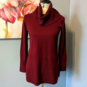 LOFT cowl neck tunic sweater - burgundy